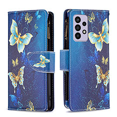 Coque Portefeuille Motif Fantaisie Livre Cuir Etui Clapet B04F pour Samsung Galaxy A33 5G Bleu