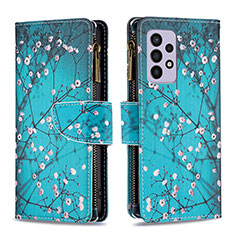 Coque Portefeuille Motif Fantaisie Livre Cuir Etui Clapet B04F pour Samsung Galaxy A33 5G Cyan