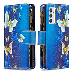 Coque Portefeuille Motif Fantaisie Livre Cuir Etui Clapet B04F pour Samsung Galaxy A34 5G Bleu