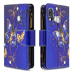 Coque Portefeuille Motif Fantaisie Livre Cuir Etui Clapet B04F pour Samsung Galaxy A40 Bleu Royal