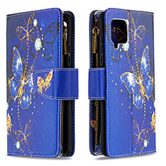 Coque Portefeuille Motif Fantaisie Livre Cuir Etui Clapet B04F pour Samsung Galaxy A42 5G Bleu Royal