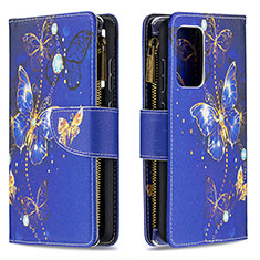 Coque Portefeuille Motif Fantaisie Livre Cuir Etui Clapet B04F pour Samsung Galaxy A52 4G Bleu Royal