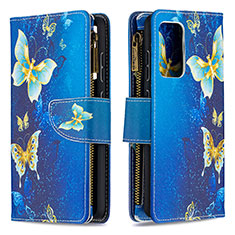 Coque Portefeuille Motif Fantaisie Livre Cuir Etui Clapet B04F pour Samsung Galaxy A52s 5G Bleu