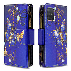 Coque Portefeuille Motif Fantaisie Livre Cuir Etui Clapet B04F pour Samsung Galaxy A71 4G A715 Bleu Royal