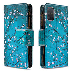 Coque Portefeuille Motif Fantaisie Livre Cuir Etui Clapet B04F pour Samsung Galaxy A71 5G Cyan