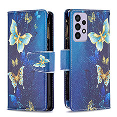 Coque Portefeuille Motif Fantaisie Livre Cuir Etui Clapet B04F pour Samsung Galaxy A73 5G Bleu