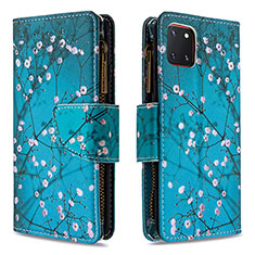 Coque Portefeuille Motif Fantaisie Livre Cuir Etui Clapet B04F pour Samsung Galaxy A81 Cyan