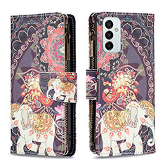 Coque Portefeuille Motif Fantaisie Livre Cuir Etui Clapet B04F pour Samsung Galaxy F23 5G Marron