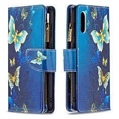 Coque Portefeuille Motif Fantaisie Livre Cuir Etui Clapet B04F pour Samsung Galaxy M02 Bleu