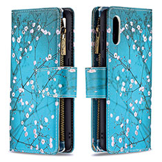 Coque Portefeuille Motif Fantaisie Livre Cuir Etui Clapet B04F pour Samsung Galaxy M02 Cyan