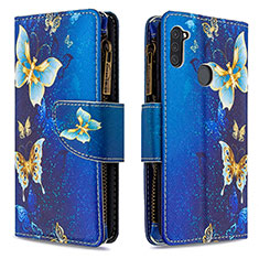 Coque Portefeuille Motif Fantaisie Livre Cuir Etui Clapet B04F pour Samsung Galaxy M11 Bleu