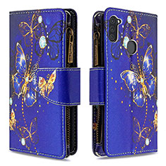 Coque Portefeuille Motif Fantaisie Livre Cuir Etui Clapet B04F pour Samsung Galaxy M11 Bleu Royal