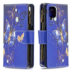 Coque Portefeuille Motif Fantaisie Livre Cuir Etui Clapet B04F pour Samsung Galaxy M12 Bleu Royal