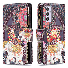 Coque Portefeuille Motif Fantaisie Livre Cuir Etui Clapet B04F pour Samsung Galaxy M14 5G Marron