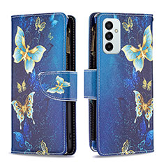 Coque Portefeuille Motif Fantaisie Livre Cuir Etui Clapet B04F pour Samsung Galaxy M23 5G Bleu