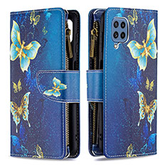 Coque Portefeuille Motif Fantaisie Livre Cuir Etui Clapet B04F pour Samsung Galaxy M32 4G Bleu