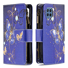 Coque Portefeuille Motif Fantaisie Livre Cuir Etui Clapet B04F pour Samsung Galaxy M32 4G Bleu Royal