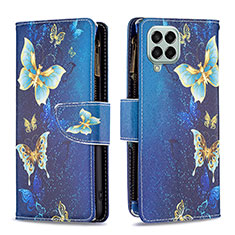 Coque Portefeuille Motif Fantaisie Livre Cuir Etui Clapet B04F pour Samsung Galaxy M33 5G Bleu