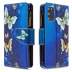 Coque Portefeuille Motif Fantaisie Livre Cuir Etui Clapet B04F pour Samsung Galaxy S20 Bleu