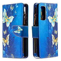 Coque Portefeuille Motif Fantaisie Livre Cuir Etui Clapet B04F pour Samsung Galaxy S20 FE 4G Bleu