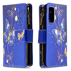 Coque Portefeuille Motif Fantaisie Livre Cuir Etui Clapet B04F pour Samsung Galaxy S20 FE 4G Bleu Royal