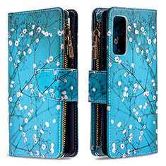 Coque Portefeuille Motif Fantaisie Livre Cuir Etui Clapet B04F pour Samsung Galaxy S20 FE 4G Cyan