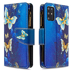 Coque Portefeuille Motif Fantaisie Livre Cuir Etui Clapet B04F pour Samsung Galaxy S20 Plus 5G Bleu