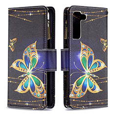 Coque Portefeuille Motif Fantaisie Livre Cuir Etui Clapet B04F pour Samsung Galaxy S24 5G Noir