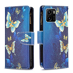 Coque Portefeuille Motif Fantaisie Livre Cuir Etui Clapet B04F pour Vivo iQOO U5x Bleu