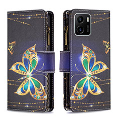 Coque Portefeuille Motif Fantaisie Livre Cuir Etui Clapet B04F pour Vivo iQOO U5x Noir