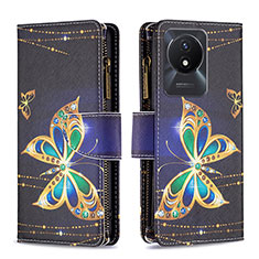 Coque Portefeuille Motif Fantaisie Livre Cuir Etui Clapet B04F pour Vivo Y02A Noir