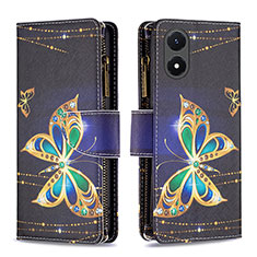 Coque Portefeuille Motif Fantaisie Livre Cuir Etui Clapet B04F pour Vivo Y02S Noir