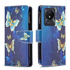 Coque Portefeuille Motif Fantaisie Livre Cuir Etui Clapet B04F pour Vivo Y02t Bleu