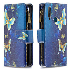 Coque Portefeuille Motif Fantaisie Livre Cuir Etui Clapet B04F pour Vivo Y11 Bleu