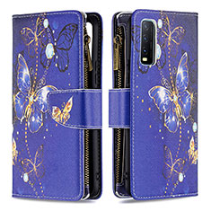 Coque Portefeuille Motif Fantaisie Livre Cuir Etui Clapet B04F pour Vivo Y11s Bleu Royal