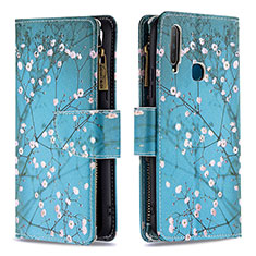 Coque Portefeuille Motif Fantaisie Livre Cuir Etui Clapet B04F pour Vivo Y12 Cyan