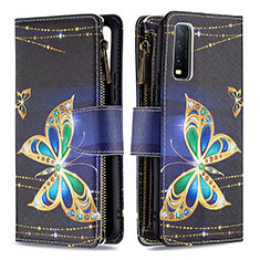 Coque Portefeuille Motif Fantaisie Livre Cuir Etui Clapet B04F pour Vivo Y12A Noir