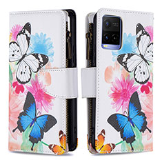 Coque Portefeuille Motif Fantaisie Livre Cuir Etui Clapet B04F pour Vivo Y21t Colorful