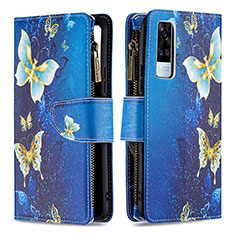 Coque Portefeuille Motif Fantaisie Livre Cuir Etui Clapet B04F pour Vivo Y51 (2021) Bleu