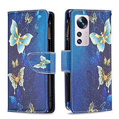 Coque Portefeuille Motif Fantaisie Livre Cuir Etui Clapet B04F pour Xiaomi Mi 12 Pro 5G Bleu