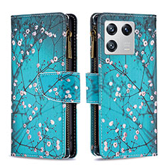 Coque Portefeuille Motif Fantaisie Livre Cuir Etui Clapet B04F pour Xiaomi Mi 13 5G Cyan