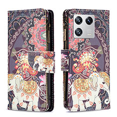 Coque Portefeuille Motif Fantaisie Livre Cuir Etui Clapet B04F pour Xiaomi Mi 13 5G Marron