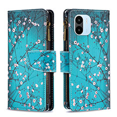 Coque Portefeuille Motif Fantaisie Livre Cuir Etui Clapet B04F pour Xiaomi Poco C50 Cyan