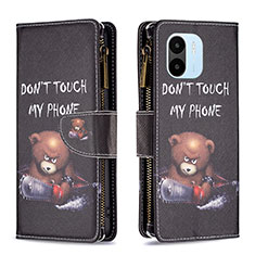 Coque Portefeuille Motif Fantaisie Livre Cuir Etui Clapet B04F pour Xiaomi Poco C50 Gris Fonce