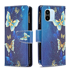 Coque Portefeuille Motif Fantaisie Livre Cuir Etui Clapet B04F pour Xiaomi Poco C51 Bleu