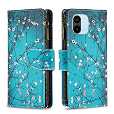 Coque Portefeuille Motif Fantaisie Livre Cuir Etui Clapet B04F pour Xiaomi Poco C51 Cyan