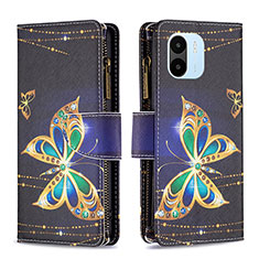 Coque Portefeuille Motif Fantaisie Livre Cuir Etui Clapet B04F pour Xiaomi Poco C51 Noir