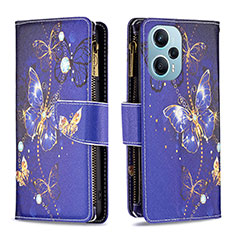 Coque Portefeuille Motif Fantaisie Livre Cuir Etui Clapet B04F pour Xiaomi Poco F5 5G Bleu Royal