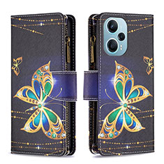 Coque Portefeuille Motif Fantaisie Livre Cuir Etui Clapet B04F pour Xiaomi Poco F5 5G Noir