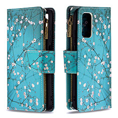 Coque Portefeuille Motif Fantaisie Livre Cuir Etui Clapet B04F pour Xiaomi Poco M3 Cyan